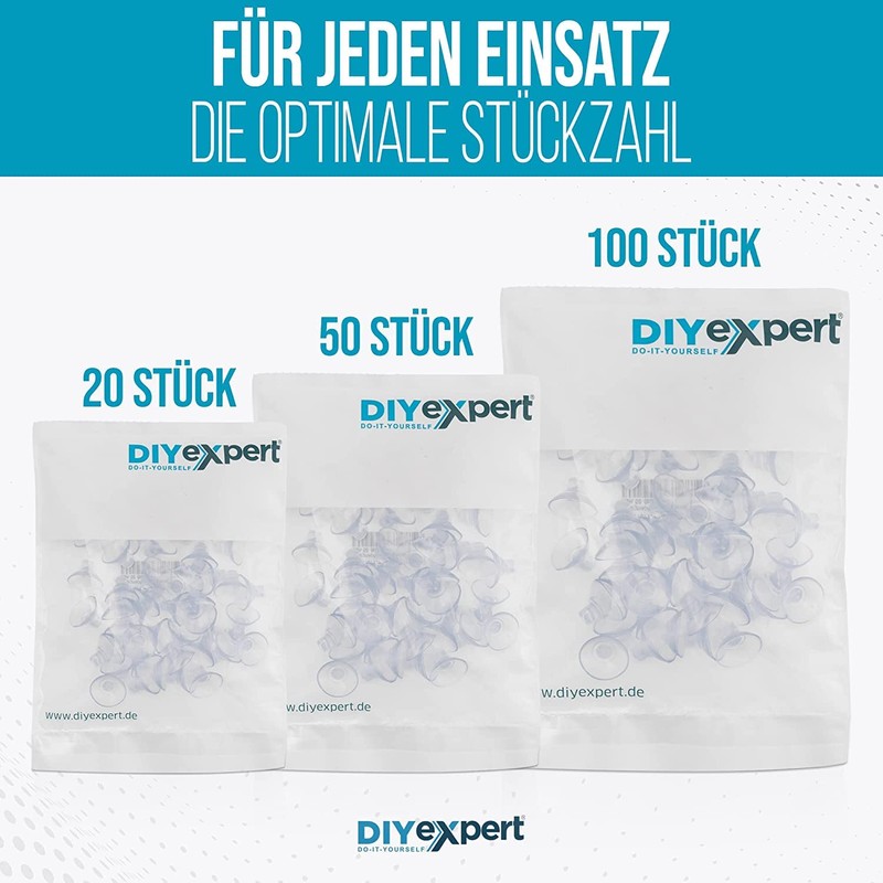 DIYexpert 50s-Pack Suckers for Fairy Lights, 20 mm Saugnap Slotted