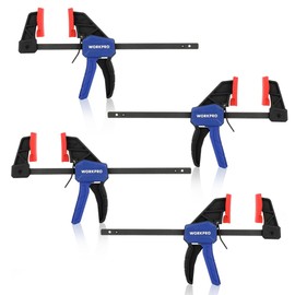 WORKPRO 4PC 6" Mini Bar Clamps One-Handed Clamp/Spreader Wood Clamp Set F Clamps