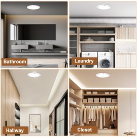 Rechargeable Motion Sensor Ceiling Light, Wireless Battery Operated Ceiling Light, Motion Activated Closet Light with Remote, Magnetic Dimmable Timming, Shower Light for Closet, Bathroom, Pantry, Shed