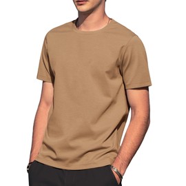 ZVX Men's Ice Silk T-Shirt, Quick Dry Casual Shirt, Classic Men's Solid Color T-Shirt Small Khaki