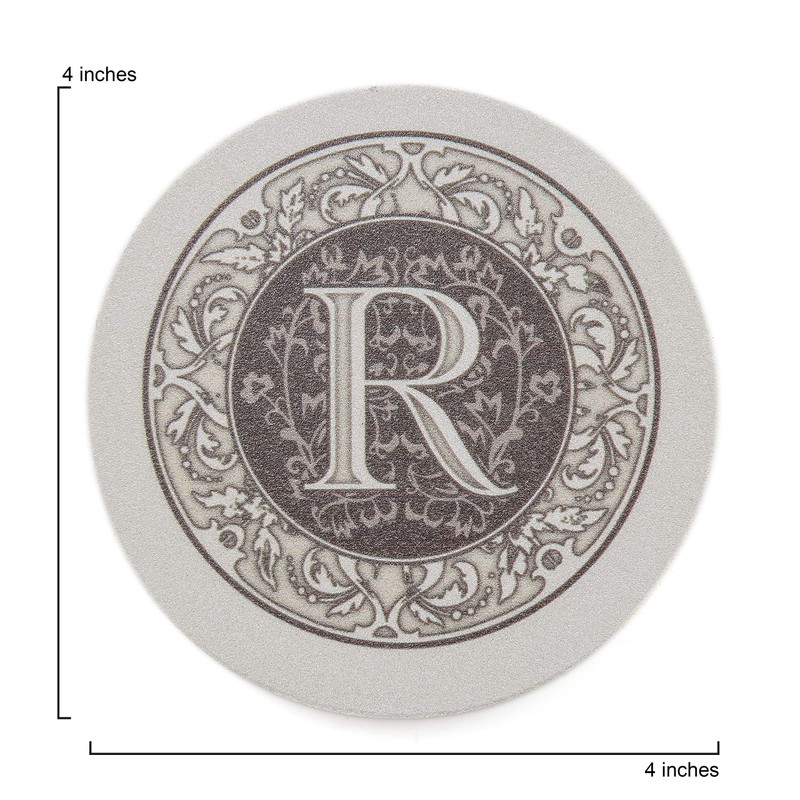 Thirstystone Absorbent Monogram Sandstone Coaster Set, Letter R