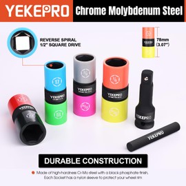 YEKEPRO 1/2-Inch Drive 18.5mm x 19.5mm Flip Lug Nut Socket, 1PC