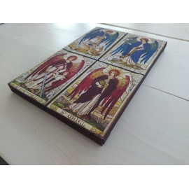 The Four Archangels Uriel, Gabriel, Raphael, and Michael Catholic Gallery Wrapped Print on Canvas, Print Size: 7.8" x 11.8" (20cm x 30cm)