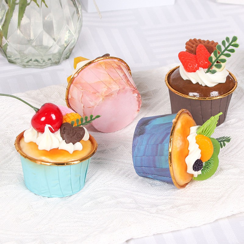 6Pcs Artificial Fake Cupcake Decorative Simulation Cupcake Model for Display