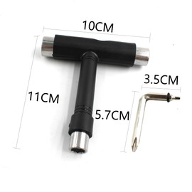 esahpss Black Muti-Function Portable Skateboard Tools，Skateboard Tool is 14,13,9.7mm with an L-Shaped Cross Hex Wrench