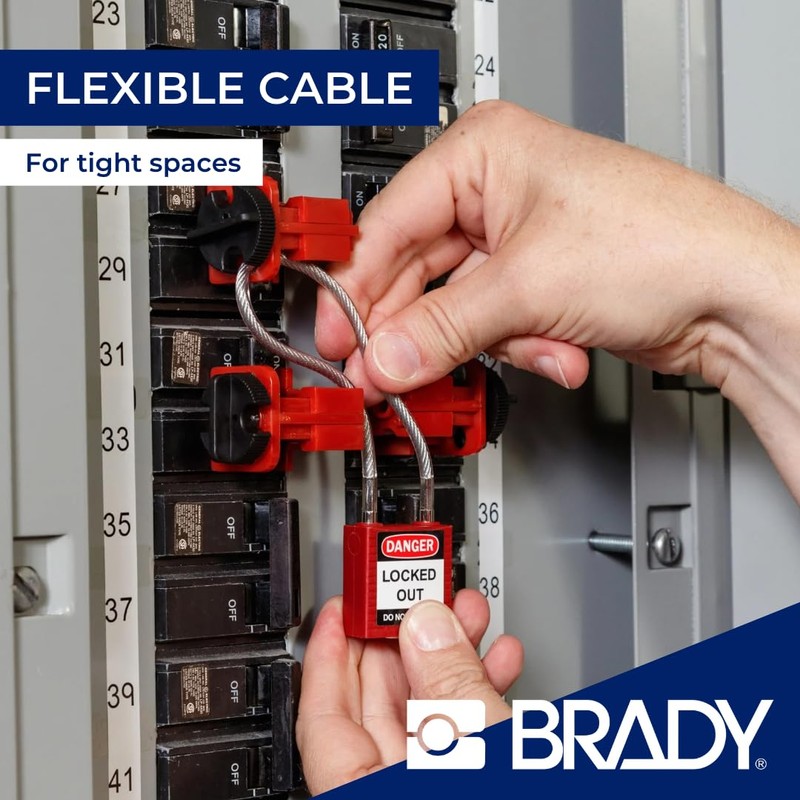 Brady Compact Cable Padlock - Lockout Tagout Security Lock -