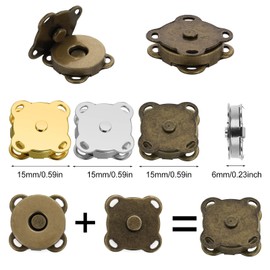 12 Sets Magnetic Buttons Button Magnets Clasps Bag Closures Fastener Magnetic Snaps for Purses Handbag Clothing Sewing Craft, 15mm 3 Colors