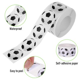500 Pieces Soccer Stickers, Self-Adhesive Sports Ball Sticker Labels Roll Vinyl Football Lovers Sticky Label Reward Sport Ball Sticker Decor Envelope Seal for Sports Party Supplies, Soccer Theme Gift