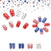 24pcs Independence Day Press on Nails Medium Square with Glue,