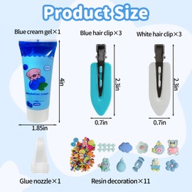 DIY Decoden Cream Kit, Decoden Whipped Cream Glue, Some Resin Decorations, Create Your Own Unique Card Issuance(Blue)