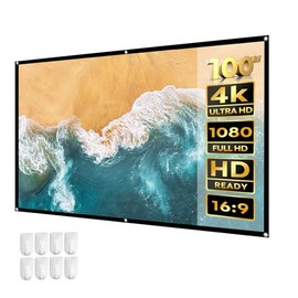100 Inch Projector Screen, 16:9 Outdoor Projector Screen Foldable Anti-Crease