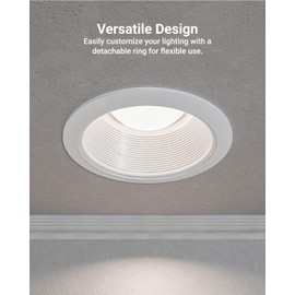 Sunco 12 Pack 6 Inch Ceiling Can Light Trim, Step Baffle with Detachable Ring, White Recessed Light Trim
