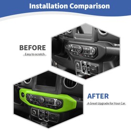RT-TCZ for Jeep JL Center Dash AC Control Panel Trim Cover Green for Jeep Wrangler JL JLU Gladiator JT 2018-2023 Green Interior Accessories
