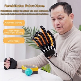 ODIE·TOM Rehabilitation Robot Gloves, Stroke Recovery Hand Glove Assistive Training Equipment Hand Function Recovery (Upgrade Yellow-Left Hand, Large)