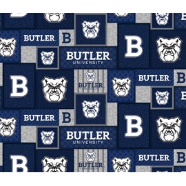 SYKEL ENTERPRISES Butler Fleece Blanket Fabric-Butler University Fleece Fabric with New Patch Pattern-Sold by The Yard