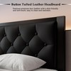 Feonase Twin Size Metal Bed Frame with Faux Leather Button