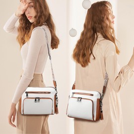 TANTOMI Crossbody Bags for Women MultiPockets Purses for Women Vegan Leather Shoulder Bag with Ajustable Strap for Shopping Travel