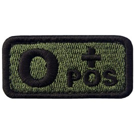 EmbTao Tipo O Positive Tactical Blood Type Hook & Loop Patch - Verde y Negro - 5 x 2,5 cm