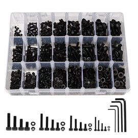 Zuorery 1230PCS Metric Screw Assortment Kit M2 M3 M4 M5, 12.9 Grade Alloy Steel, Hex Socket Head Cap Bolts Nuts Washers Set, Black Zinc Plated Anti-Rust Screws for 3D Printer DIY