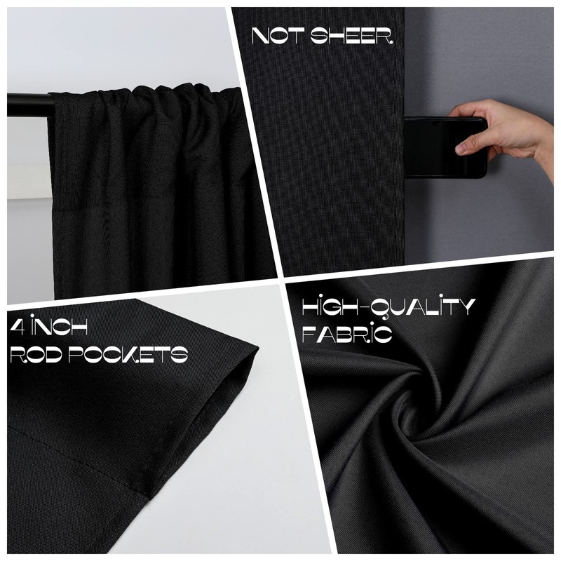 Joydeco Black Backdrop Curtains for Parties, 10x10 Wrinkle Free Black