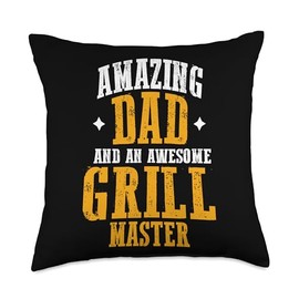 Cool Barbeque Family Reunion BBQ Squad Party Amazing Dad Proud Awesome Grill Master BBQ Family Throw Pillow, 18x18, Multicolor