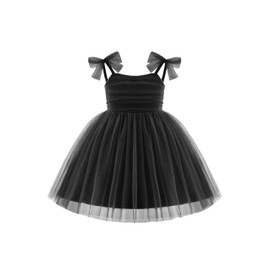 Arshiner Toddler Tutu Dress Girls Sleeveless Birthday Party Dresses Cute Black Funeral Tulle Sundress for Kids
