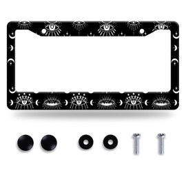 Evil Eye License Plate Frame Psychedelic Eye License Plate Stainless Steel Funny License Plate Holder Colorful Car Accessory Car Decoration 12.3" x 6.3" Fits Standard Vehicles Size