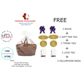 Feronia Packaging 2 Pack Gift Wrap Cellophane Bags with Free Tags and Bows (30 x 40)