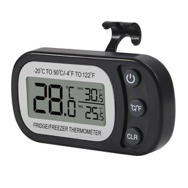 AITRIP 2 Pack Refrigerator Thermometer, Digital Freezer/Fridge Thermometer with Hook ，Easy to Read LCD Display, Max/Min Function for Home, Restaurants, Bars, Cafe -Black
