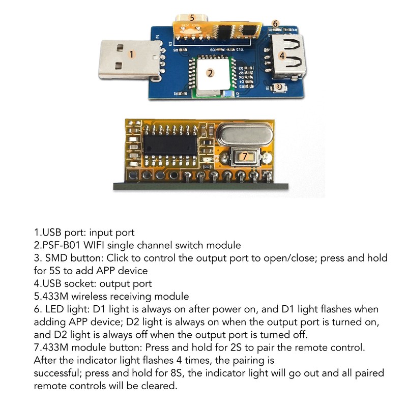 USB Output Control Module 433MHz 2.4G WiFi Wireless Intelligent Mobile