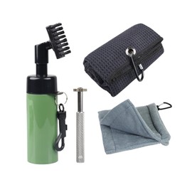 Golf Club Water Spray Cleaner Brush with Waffle Golf Towel Cleaning Tool Kit,Golf Grooves Cleaning Set Accessories for Golfers,Cool Golfing Gifts for Men Women Husband Father Boyfriend,4 PCS/Green