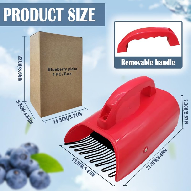 KCVV Berry Picker With Handle, Plastic Blueberry Picker, Red Fruit