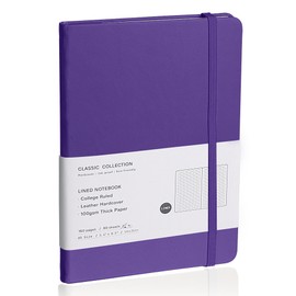EMOMAS Lined Journal Notebook, 160 Pages, Medium 5.7 inches x 8 inches - 100 gsm Thick Paper, Hardcover (1, Purple)