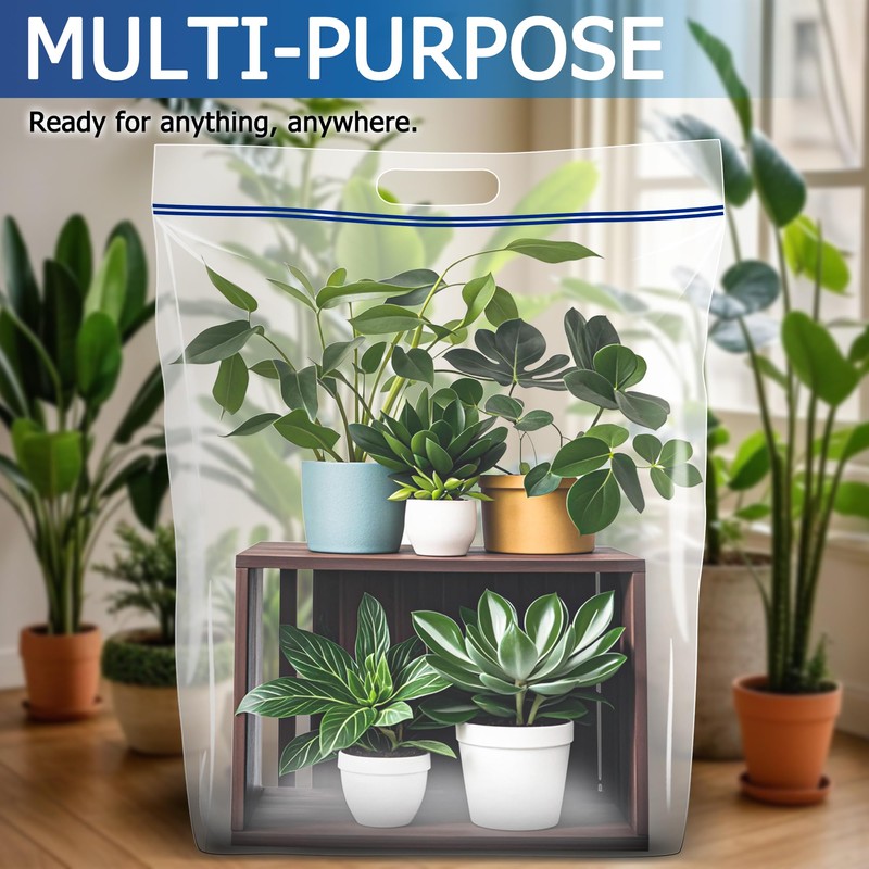 10 Pack 15 Gallon Large Zipper Bags with Handles for