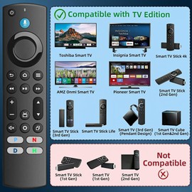 Replacement All Fire Smart TV Remote(Insignia, Toshiba, Onmi, Pioneer), Compatible for Fire Stick/Cube Remote(4K, 1st, 2nd, 3rd Gen, Life) with Voice