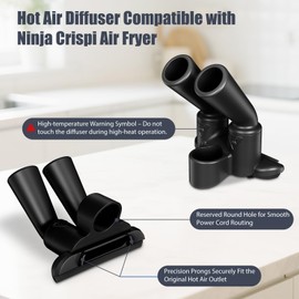 Silicone Steam Diverter for Ninja Crispi 4-in-1 Glass Air Fryer FN101GY FN101SG FN101ST Accessories with Anti-fall Fixing Strap, Silicone Steam Diverter Prevents Heat Damage to Cords (Black)