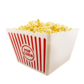 Novelty Place] Recipientes Plásticos para Palomitas de Maíz Clásico con Rayas Rojas y Blancas para Noches de Cine - 20,32 cm Cuadrado x 17,78 cm de Profundidad (Paquete de 2)