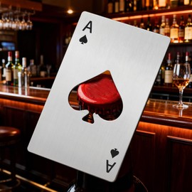 Lmaytech Ace of Spades Poker Bottle Openers - 50Pcs Stainless Steel Credit Card Size Beer Cap Openers, Wedding Party Favors, Groomsmen Bridesmaid Gifts, Bulk Casino & Birthday Supplies (Silver)