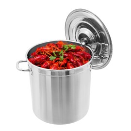 201 Stainless Steel Stock Pot with Lid and Draining Bucket, Crawfish Seafood Boil Pot, Outdoor Cooking Pot for Crab Lobster Shrimp Boiling, Frying Turkey (35L)