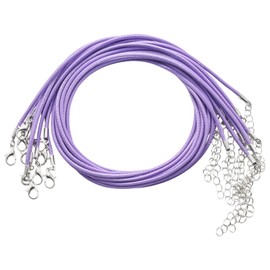 Pocoxll 10 Pcs 2.0mm Leather Necklace Cords with Clasp,Waxed Cords,Necklace Ropes for Pendants and Jewelry Making(Light Purple)