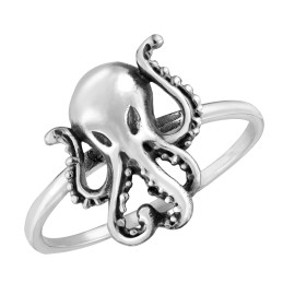 AeraVida Deep Ocean's Wondrous Octopus Sterling Silver Band Ring-7