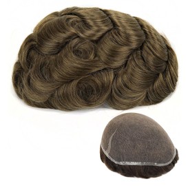 Topunique Mens Swiss Lace Toupee - #18 Medium Ash Blonde 8x10 Inch Size Single-Knotted Invisible Hairline Remy Human Hair System for Men