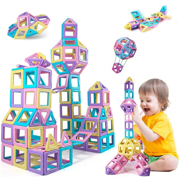 ATCRINICT 40PCS Castle Magnetic Blocks - Learning & Development Magnetic Tiles Building Blocks Kids Toys for 3 4 5 6 7 Years Old Boys Girls Gifts