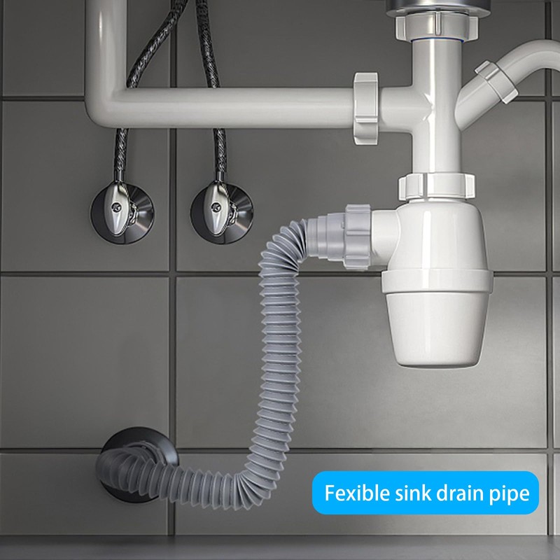 Flexible Waste Pipe, Universal Sink Drain Pipe Adjustable Drain Hose
