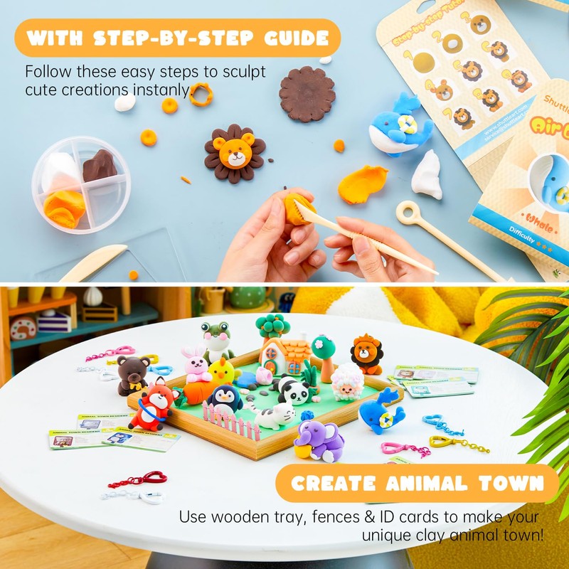 Shuttle Art Air Dry Clay for Kids - Zoo Town,