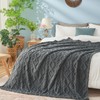 KMUSET Dark Grey Fleece Throw Blanket for Couch Sofa, 60