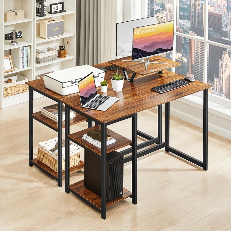 GreenForest Computer Desk with Monitor Stand,47 inch Home Office Desk