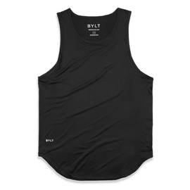 BYLT Performance Drop-Cut Men's Tank Shirt – Athletic Drop Cut Sleeveless Top – Moisture Wicking, Quick-Dry, Tapered Fit, Black, XX-Large