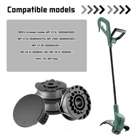 XIJIANG 3 Pieces Grass Trimmer Thread Spool, Φ1.65 mm 4.9 m Trimmer Replacement Spool Line + F016F04557 Spool Cover, Autofeed Nylon Spools for Bosch ART 23 SL Art 23-28 Art 2300 Art Easy 26 SL Grass