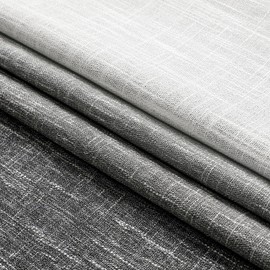 Ombre Full Blackout Curtain Panels 84 Inch Long Noise Reducing Energy Efficient Window Treatment Drapes for Bedroom Linen Texture with Grommets Top Gradient Print Cream White to Gray, 50"x84"x2